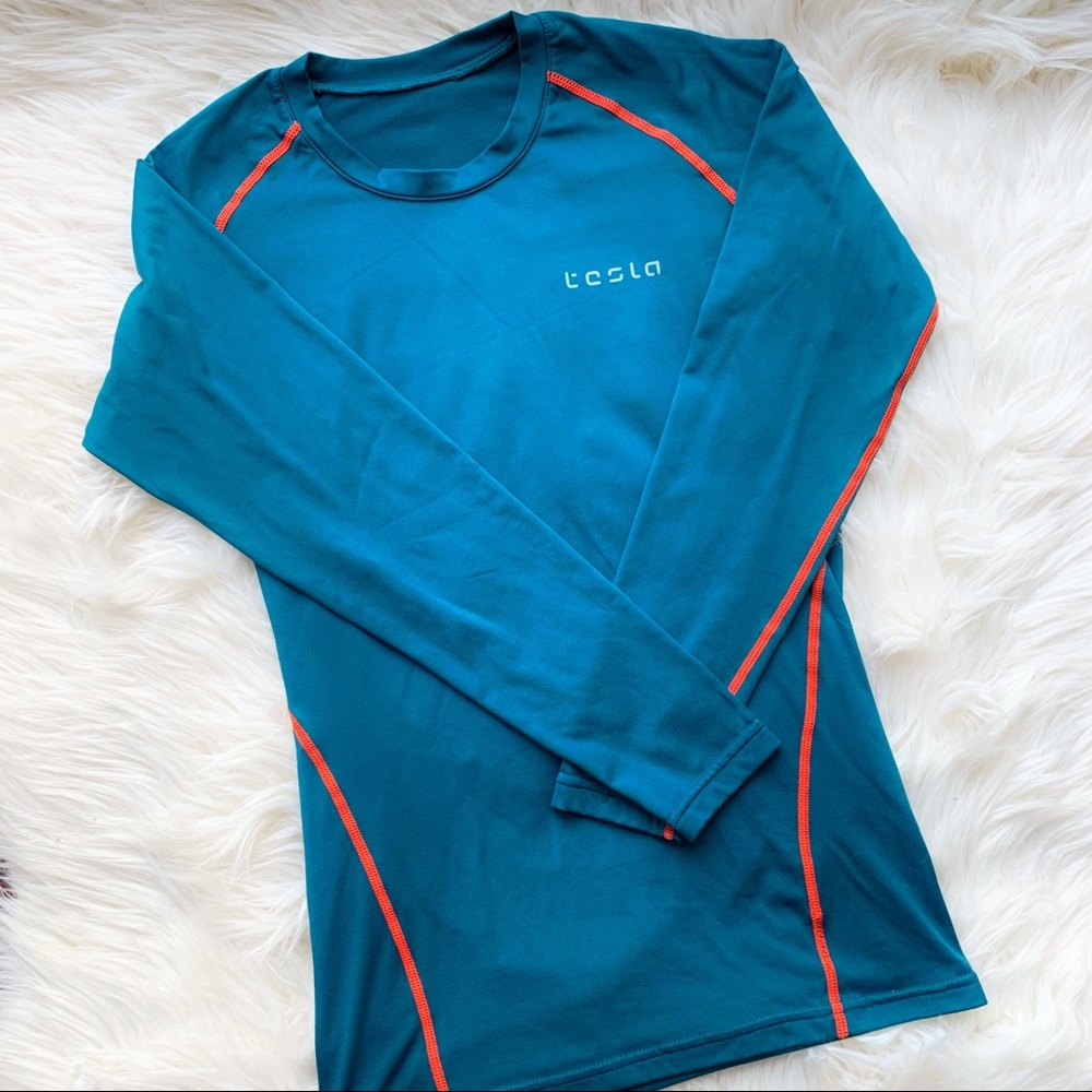 ❤️TESLA❤️Turquoise/Orange Fleece lined Shirt❤️Med